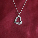Love Script Heart Lab-Grown Diamond Pendant in 925 Sterling Silver