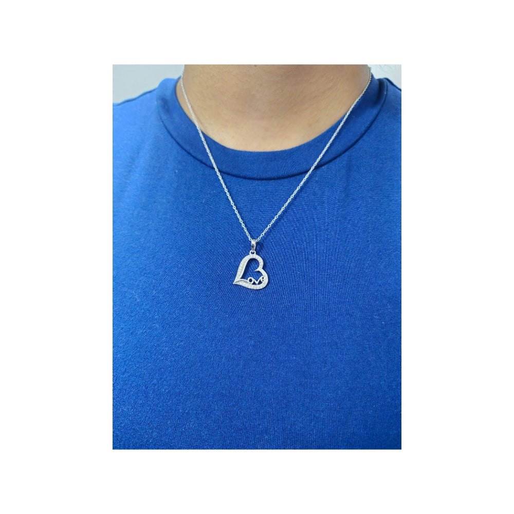 Love Script Heart Lab-Grown Diamond Pendant in 925 Sterling Silver