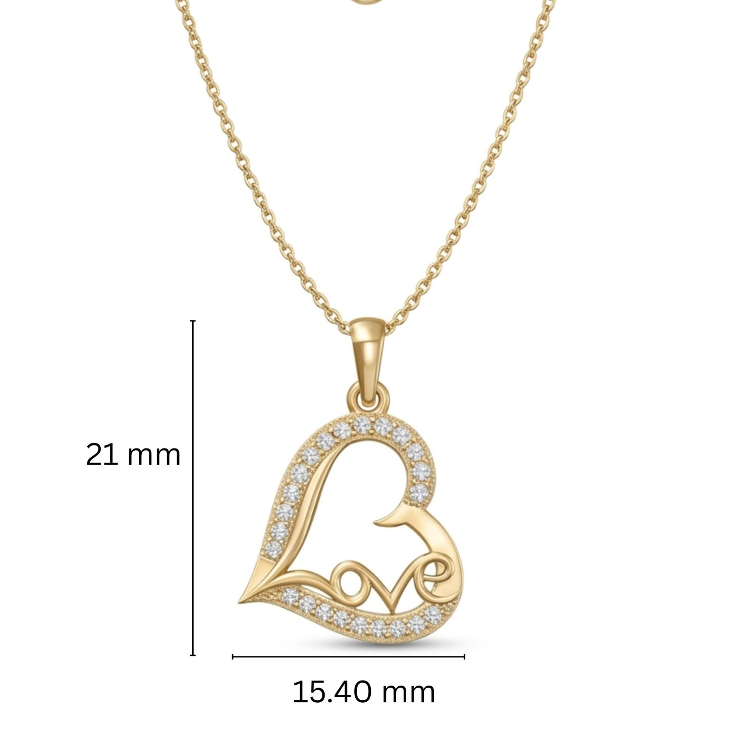 Love Script Heart Lab-Grown Diamond Pendant in 925 Sterling Silver with Chain