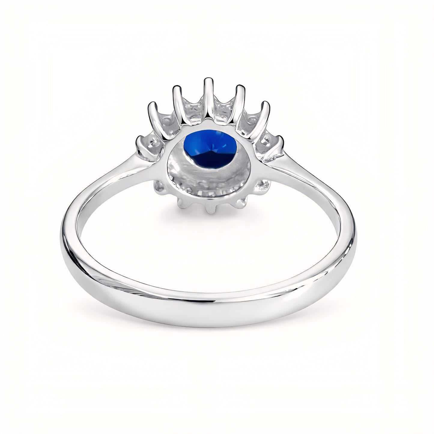 925 Sterling Silver Midnight Blossom Sapphire Ring With Cubic Zirconia