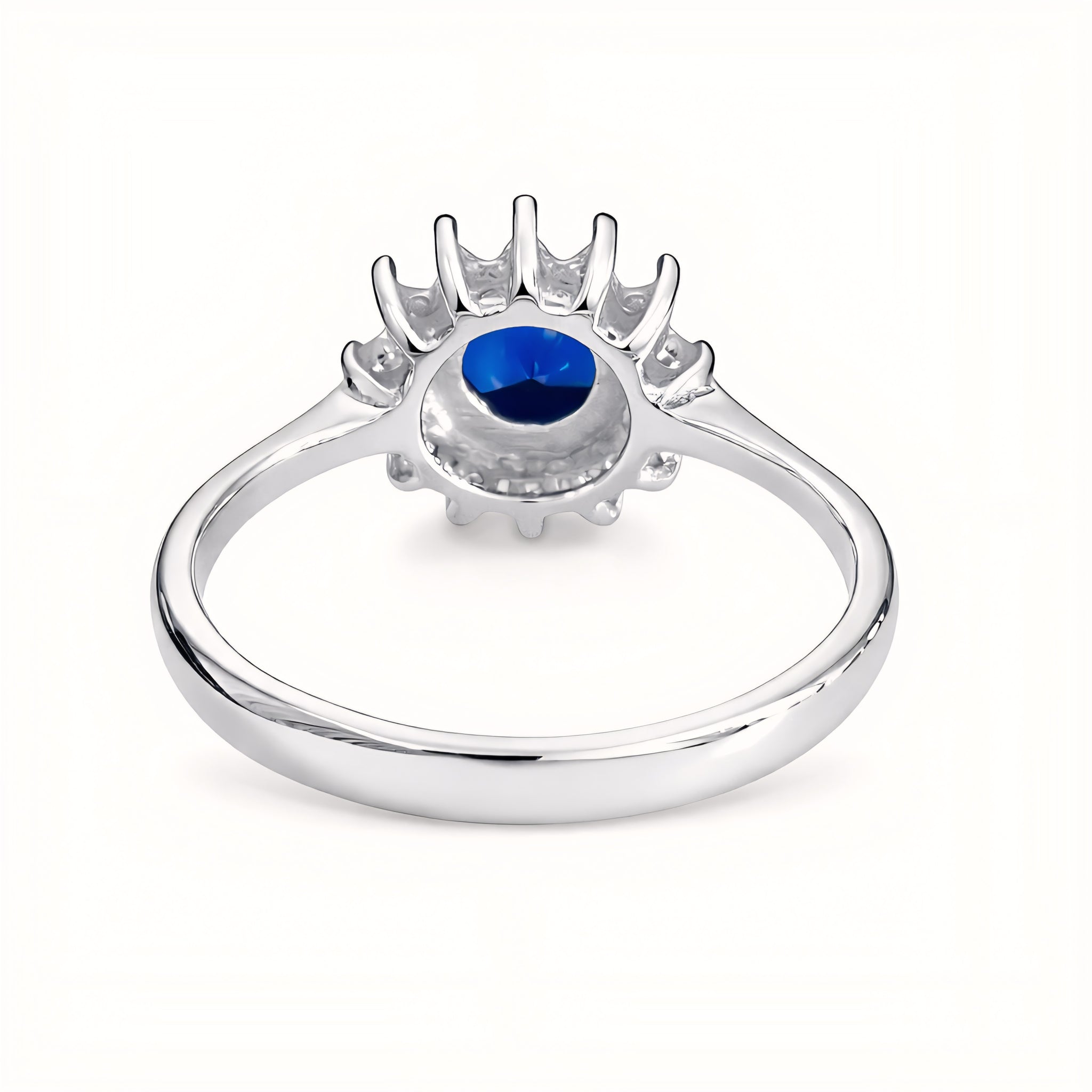 925 Sterling Silver Midnight Blossom Sapphire Ring With Cubic Zirconia