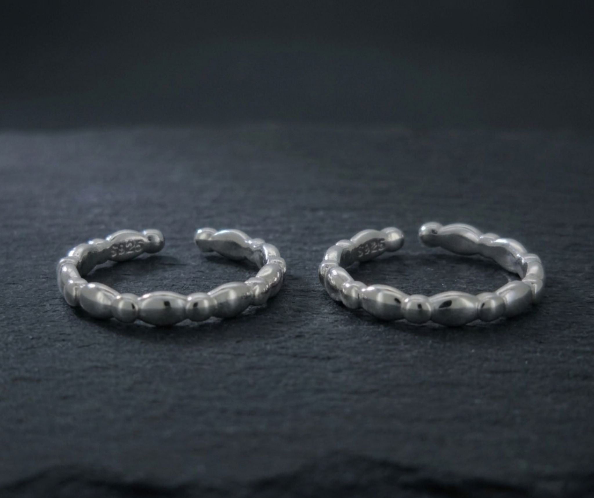 Minimal Beaded 925 Sterling Silver Toe Ring