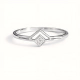 Minimalist Chevron Sterling Silver Ring with Cubic Zirconia
