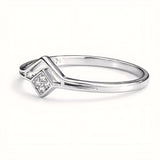 Minimalist Chevron Sterling Silver Ring with Cubic Zirconia