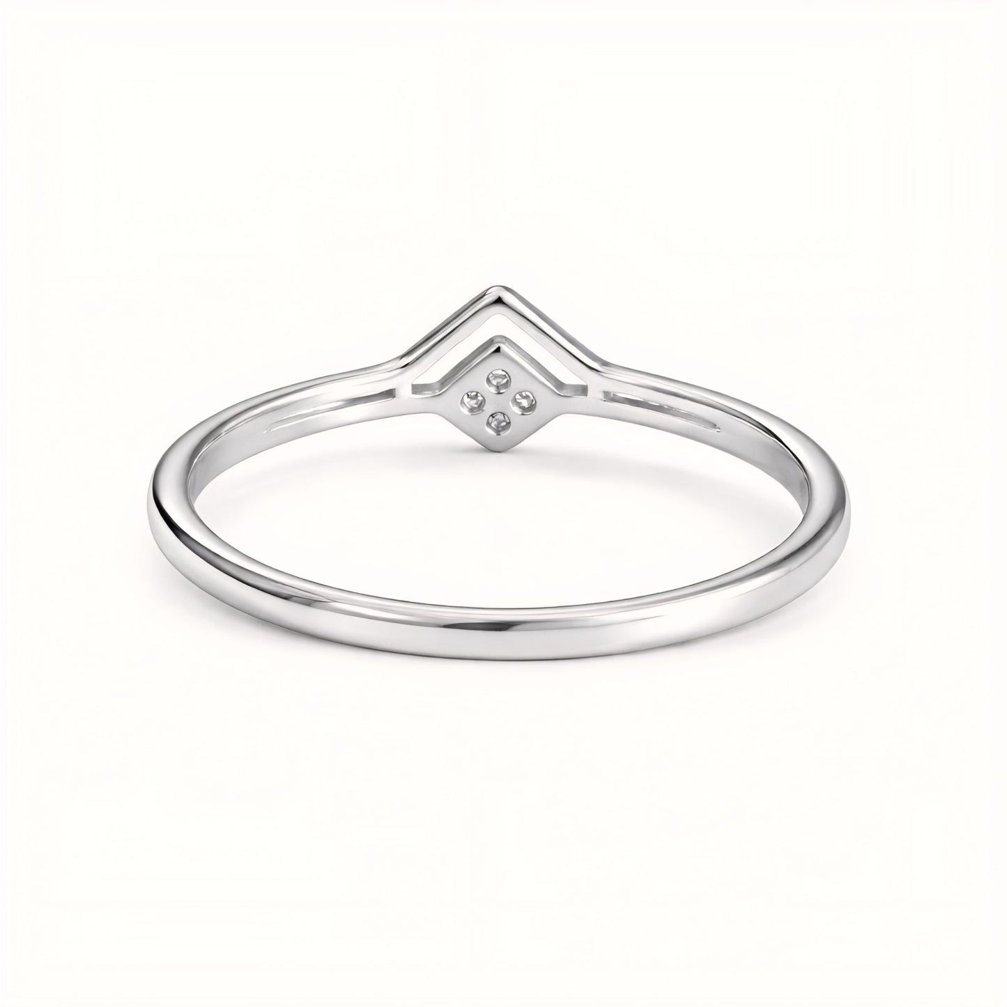 Minimalist Chevron Sterling Silver Ring with Cubic Zirconia