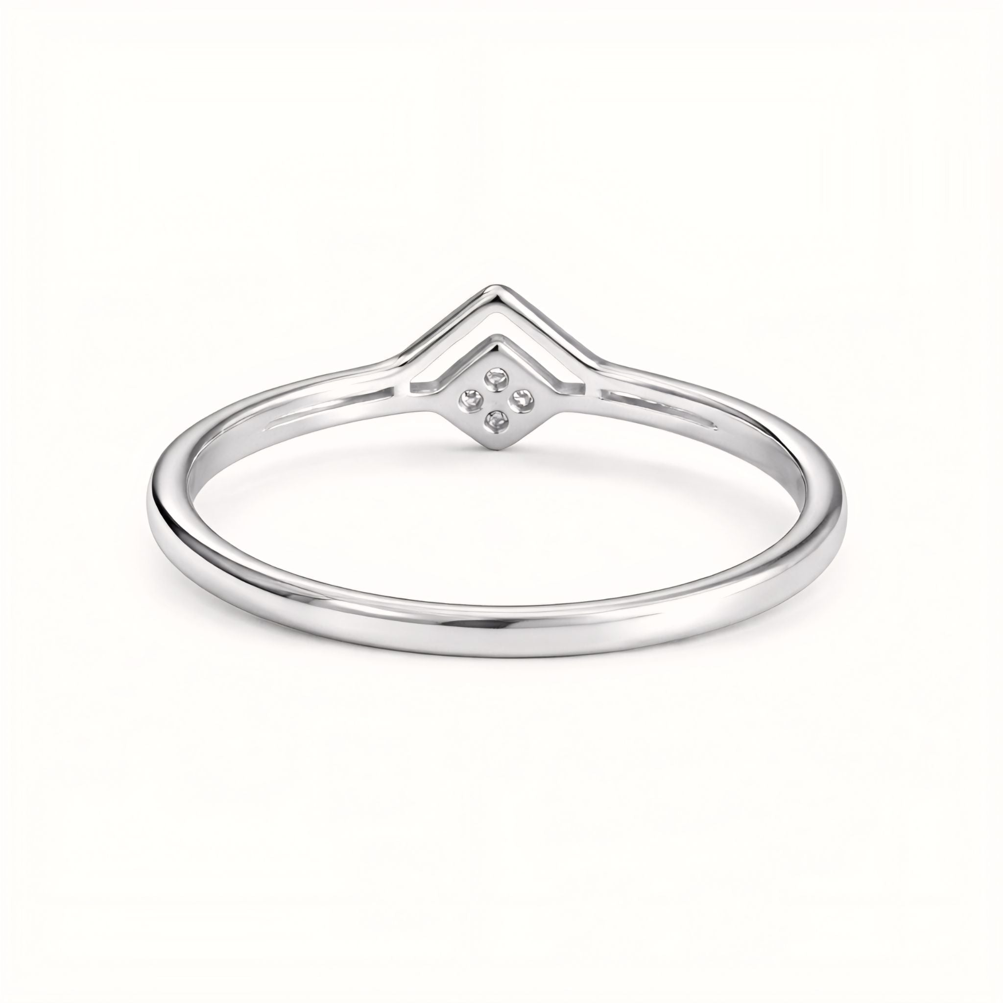 Minimalist Chevron Sterling Silver Ring with Cubic Zirconia