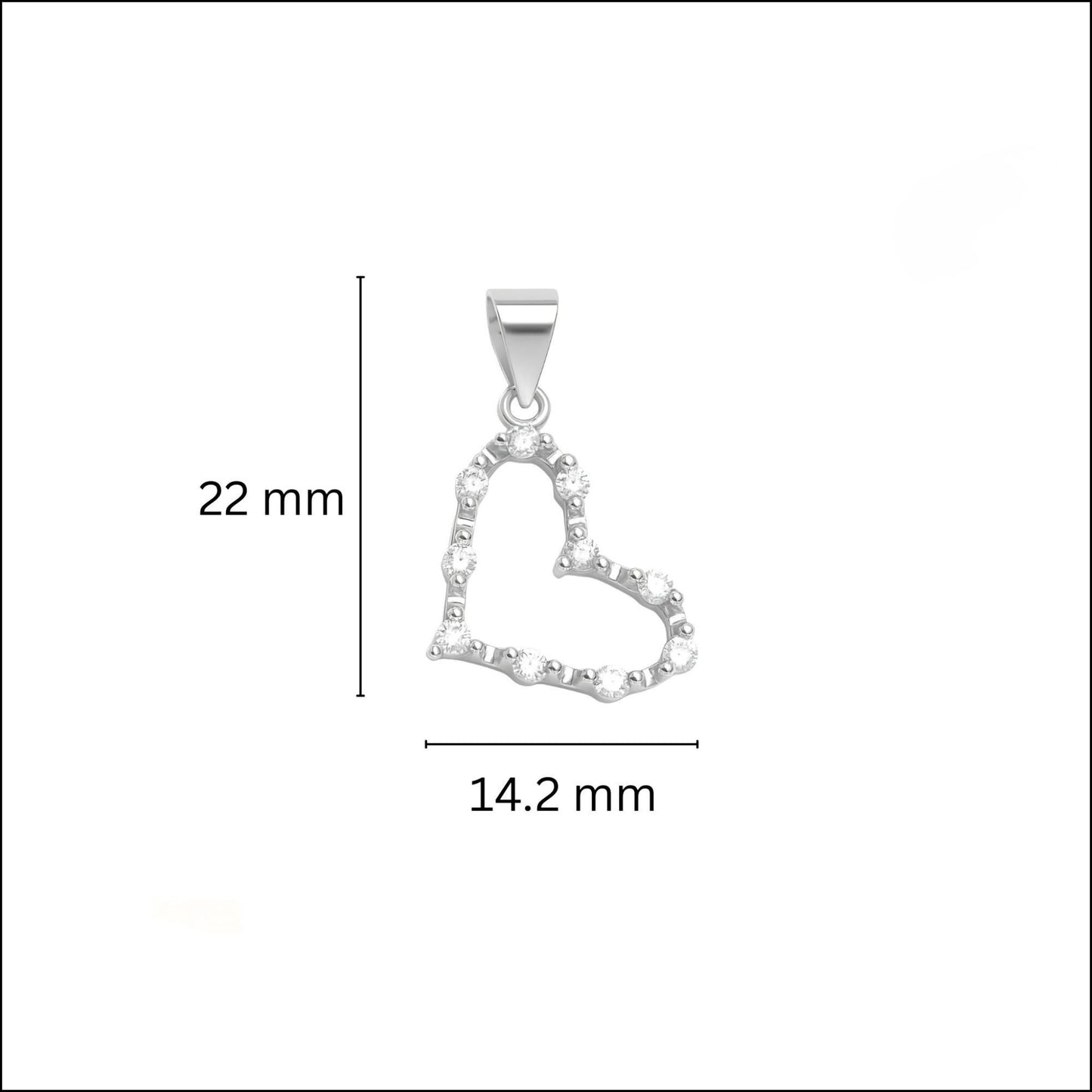 925 Sterling Silver Wavy Heart Pendant with Cubic Zirconia