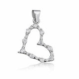 925 Sterling Silver Wavy Heart Pendant with Cubic Zirconia