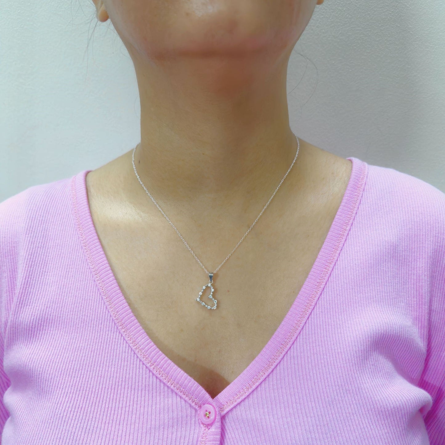 925 Sterling Silver Wavy Heart Pendant with Cubic Zirconia