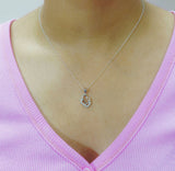 925 Sterling Silver Double Heart Pendant with Pavé Cubic Zirconia