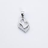925 Sterling Silver Double Heart Pendant with Pavé Cubic Zirconia