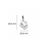 925 Sterling Silver Double Heart Pendant with Pavé Cubic Zirconia