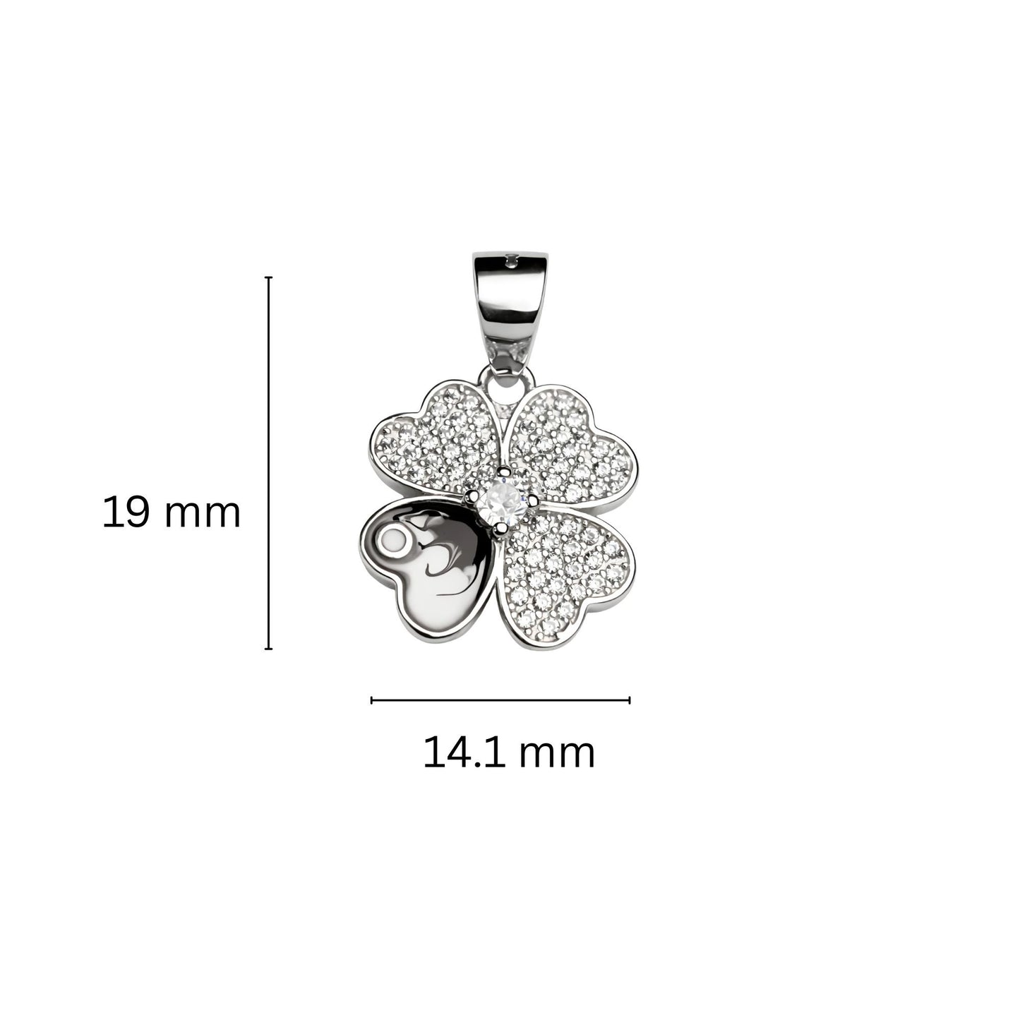 925 Sterling Silver Four-Leaf Clover Pendant with Cubic Zirconia
