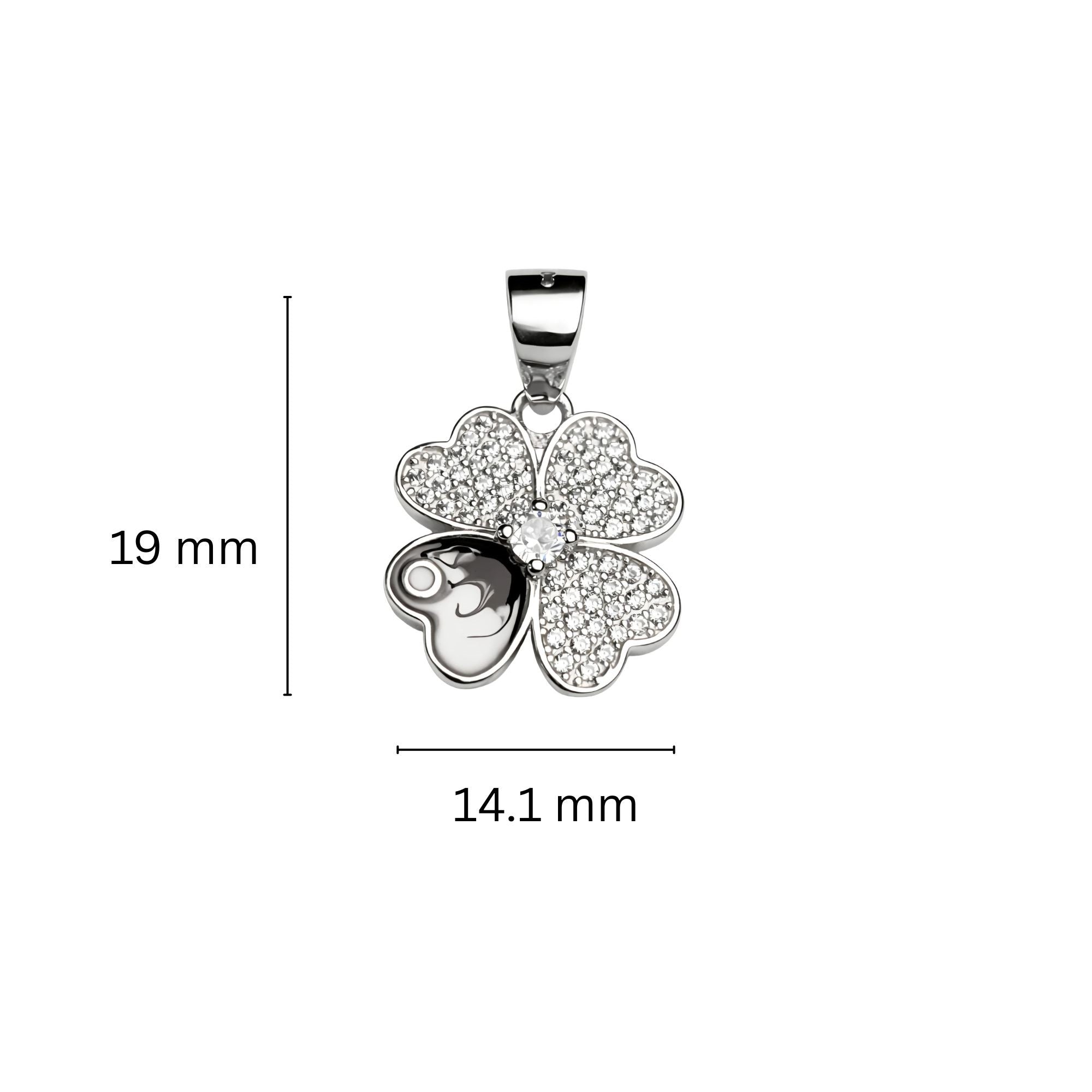 925 Sterling Silver Four-Leaf Clover Pendant with Cubic Zirconia