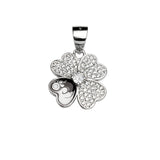 925 Sterling Silver Four-Leaf Clover Pendant with Cubic Zirconia