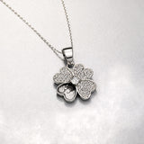 925 Sterling Silver Four-Leaf Clover Pendant with Cubic Zirconia