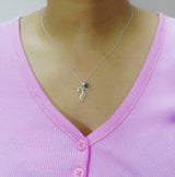 925 Sterling Silver Lord Krishna Flute & Peacock Feather Pendant with Cubic Zirconia