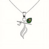 925 Sterling Silver Lord Krishna Flute & Peacock Feather Pendant with Cubic Zirconia
