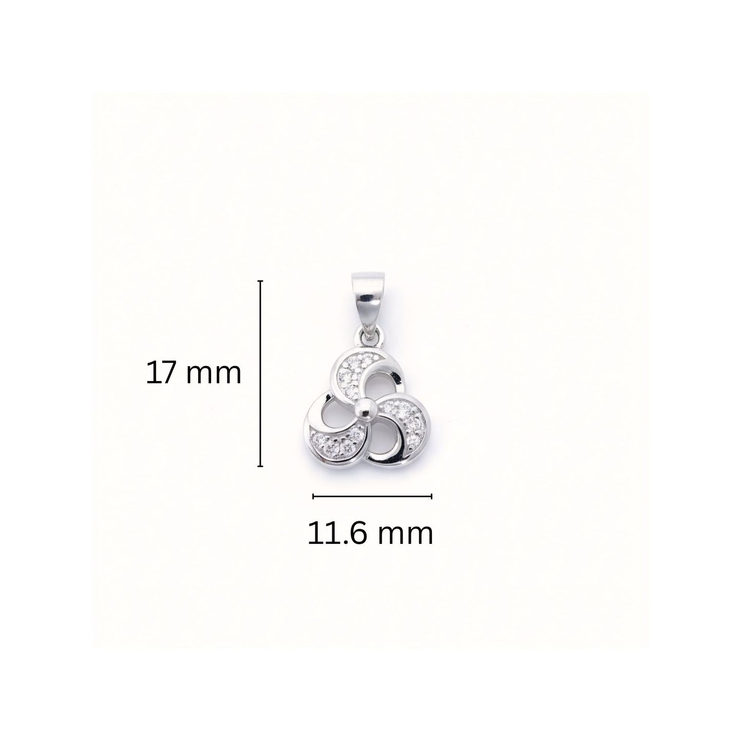 925 Sterling Silver Spiral Blade Pendant with Cubic Zirconia