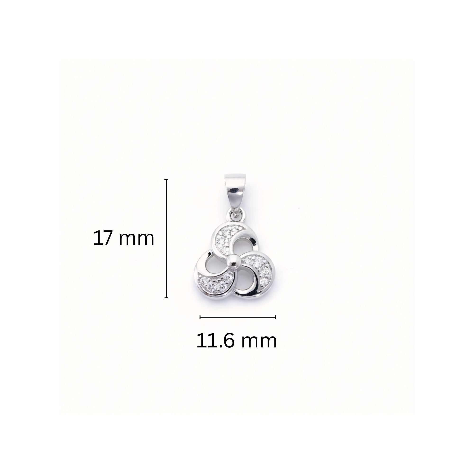 925 Sterling Silver Spiral Blade Pendant with Cubic Zirconia