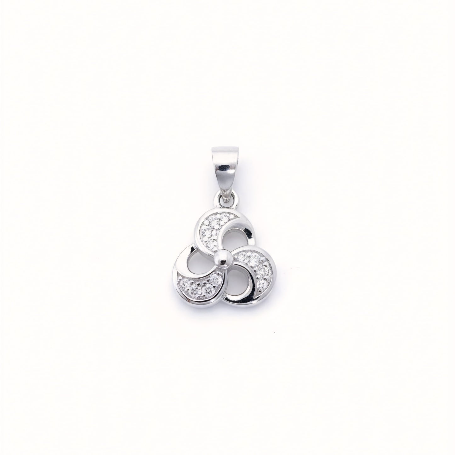 925 Sterling Silver Spiral Blade Pendant with Cubic Zirconia