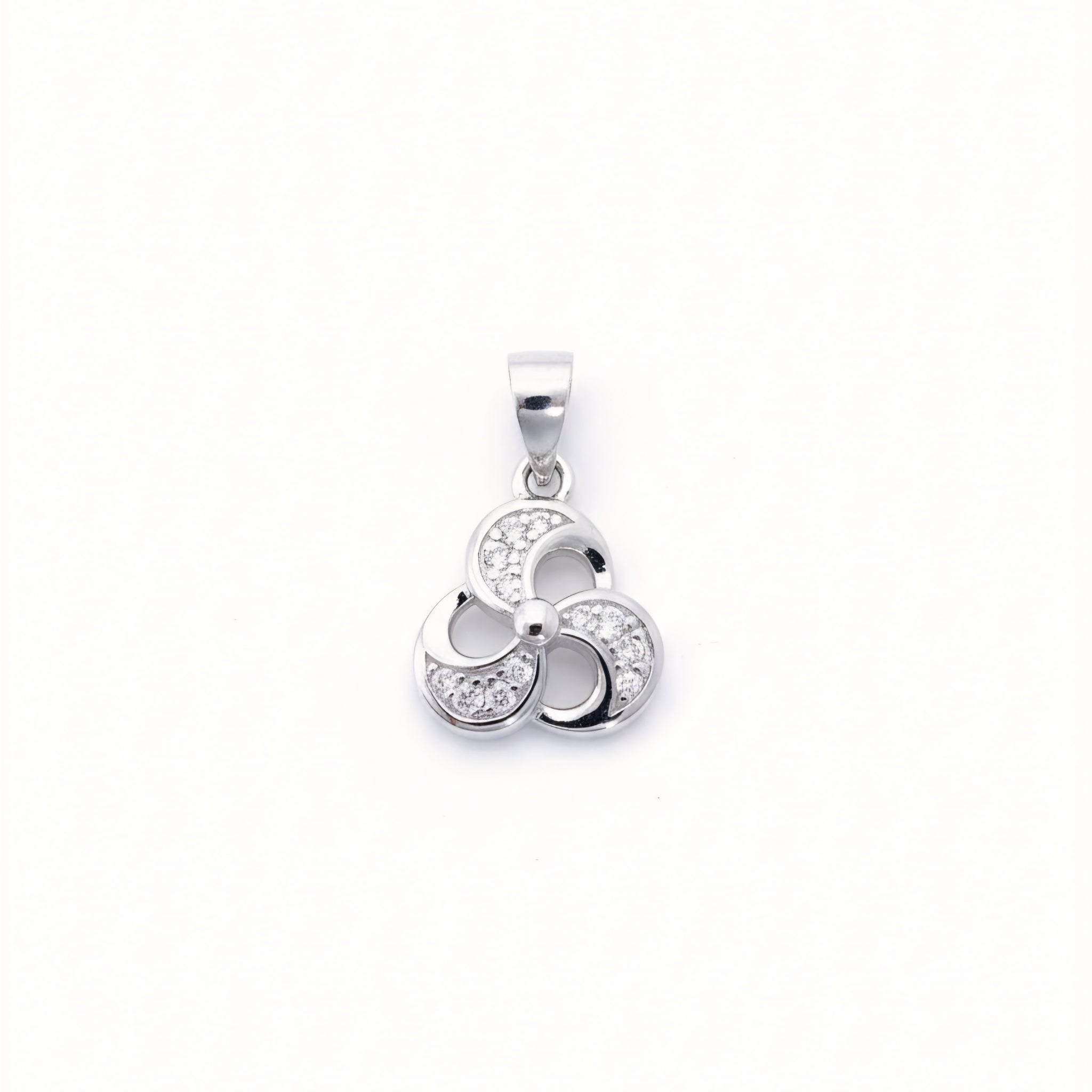 925 Sterling Silver Spiral Blade Pendant with Cubic Zirconia