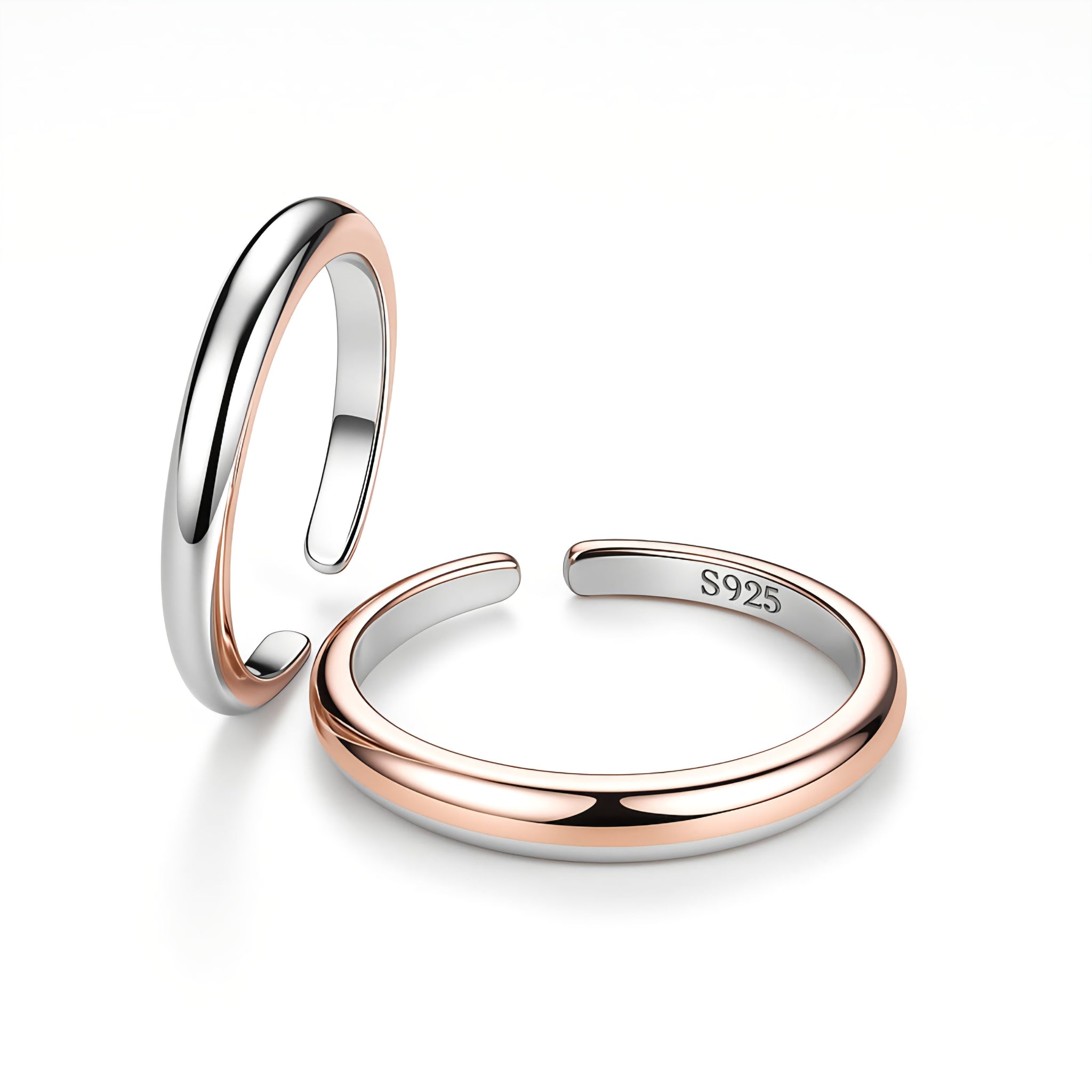 925 Sterling Silver Dual Tone Domed Toe Rings