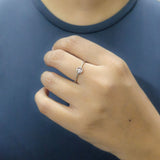 925 Sterling Silver Floating Clover Bezel Ring with Cubic Zirconia