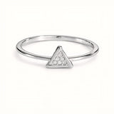 925 Sterling Silver Geometric Triangle Ring with Cubic Zirconia