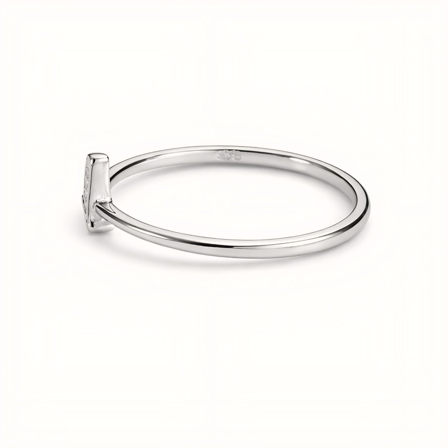 925 Sterling Silver Geometric Triangle Ring with Cubic Zirconia