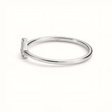 925 Sterling Silver Geometric Triangle Ring with Cubic Zirconia