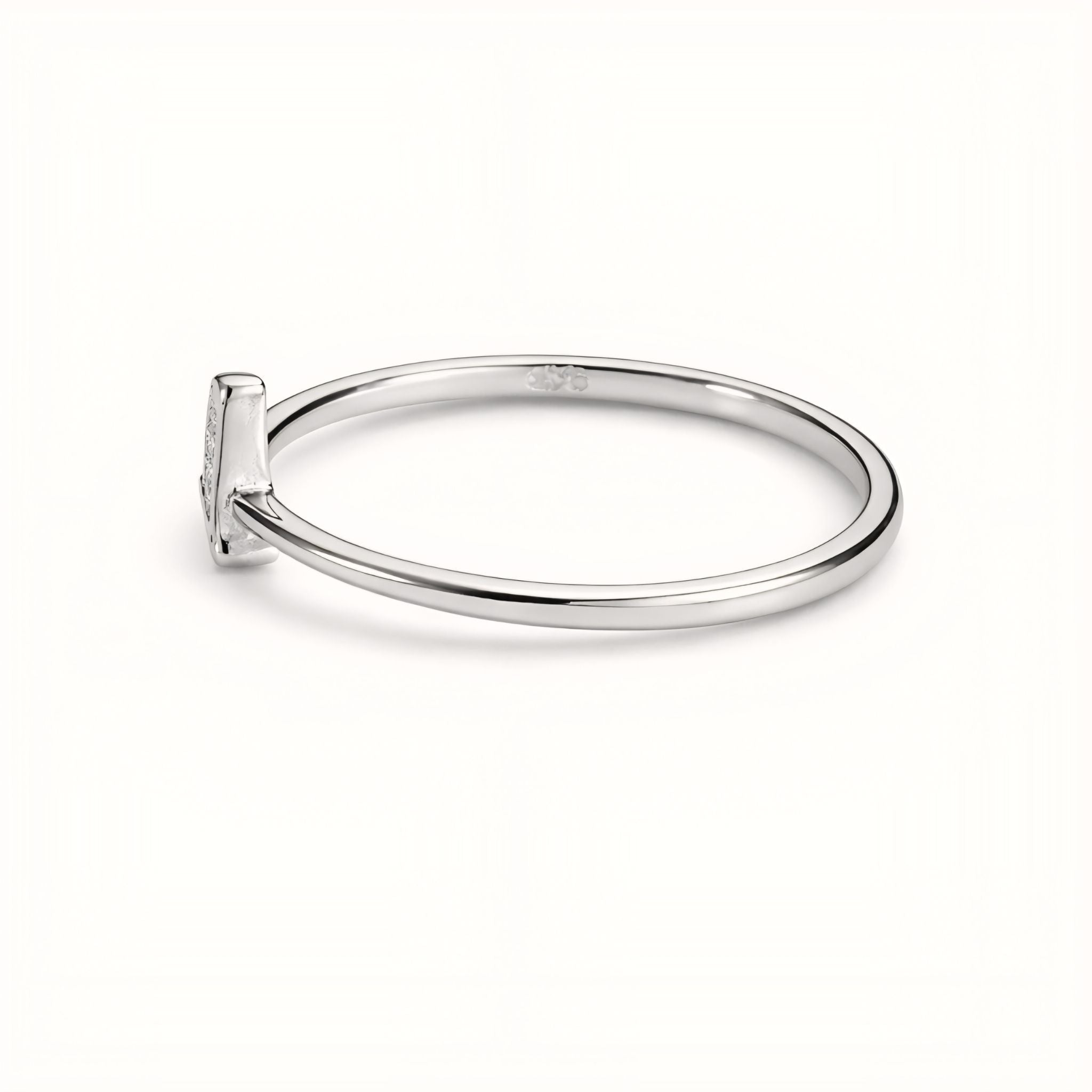 925 Sterling Silver Geometric Triangle Ring with Cubic Zirconia