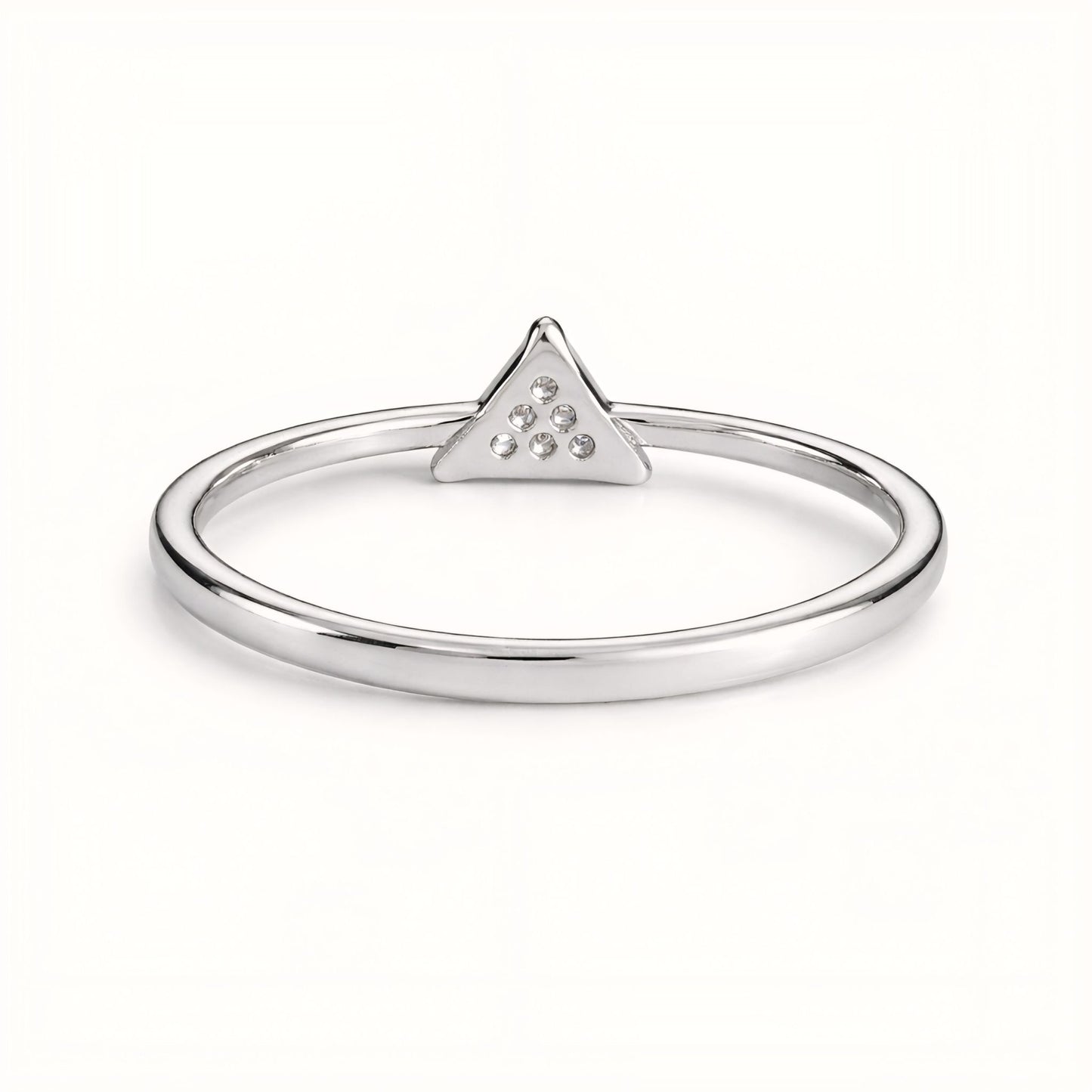 925 Sterling Silver Geometric Triangle Ring with Cubic Zirconia