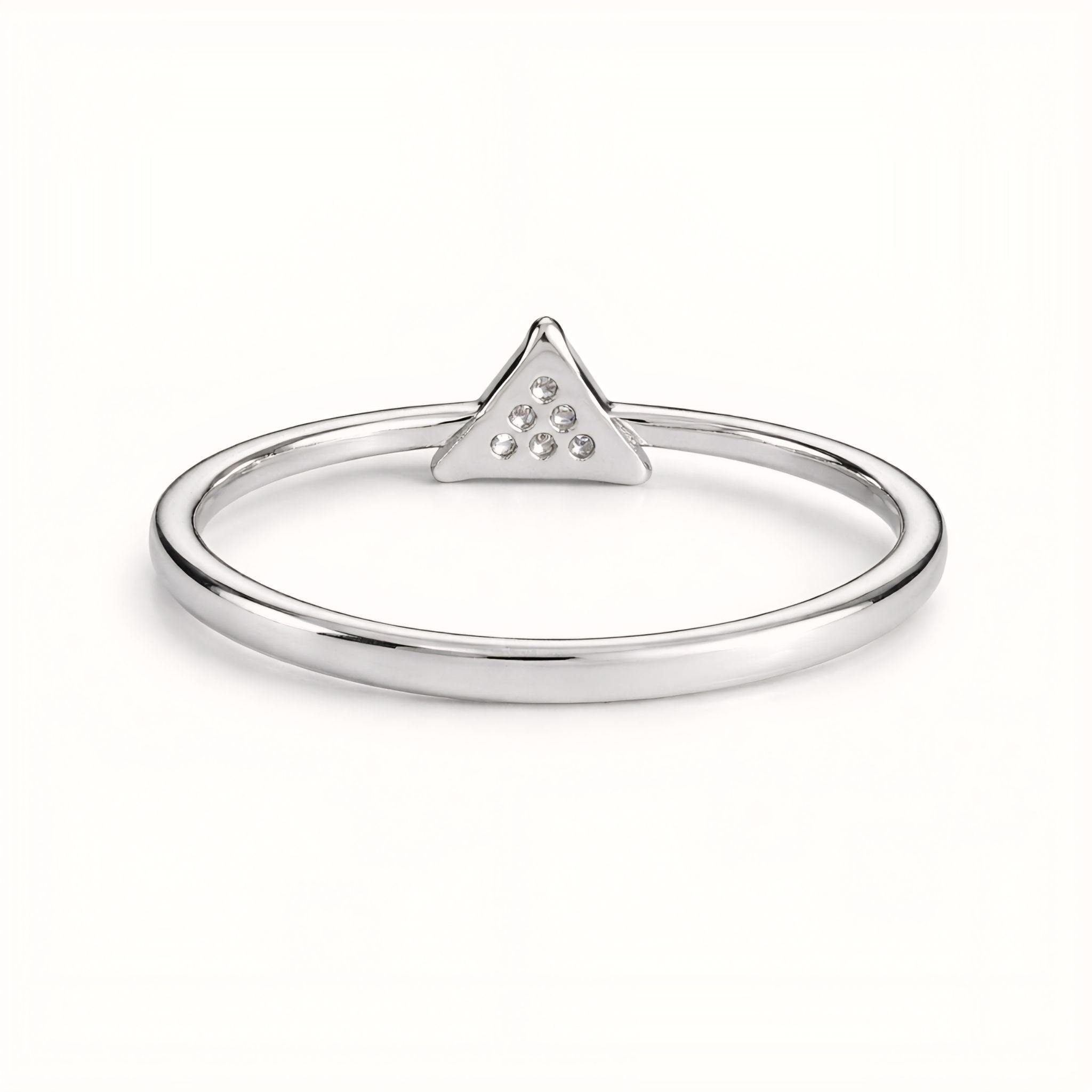 925 Sterling Silver Geometric Triangle Ring with Cubic Zirconia