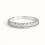 925 Sterling Silver Double-Rail Half Eternity Ring with Bezel-Set Cubic Zirconia