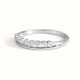 925 Sterling Silver Double-Rail Half Eternity Ring with Bezel-Set Cubic Zirconia
