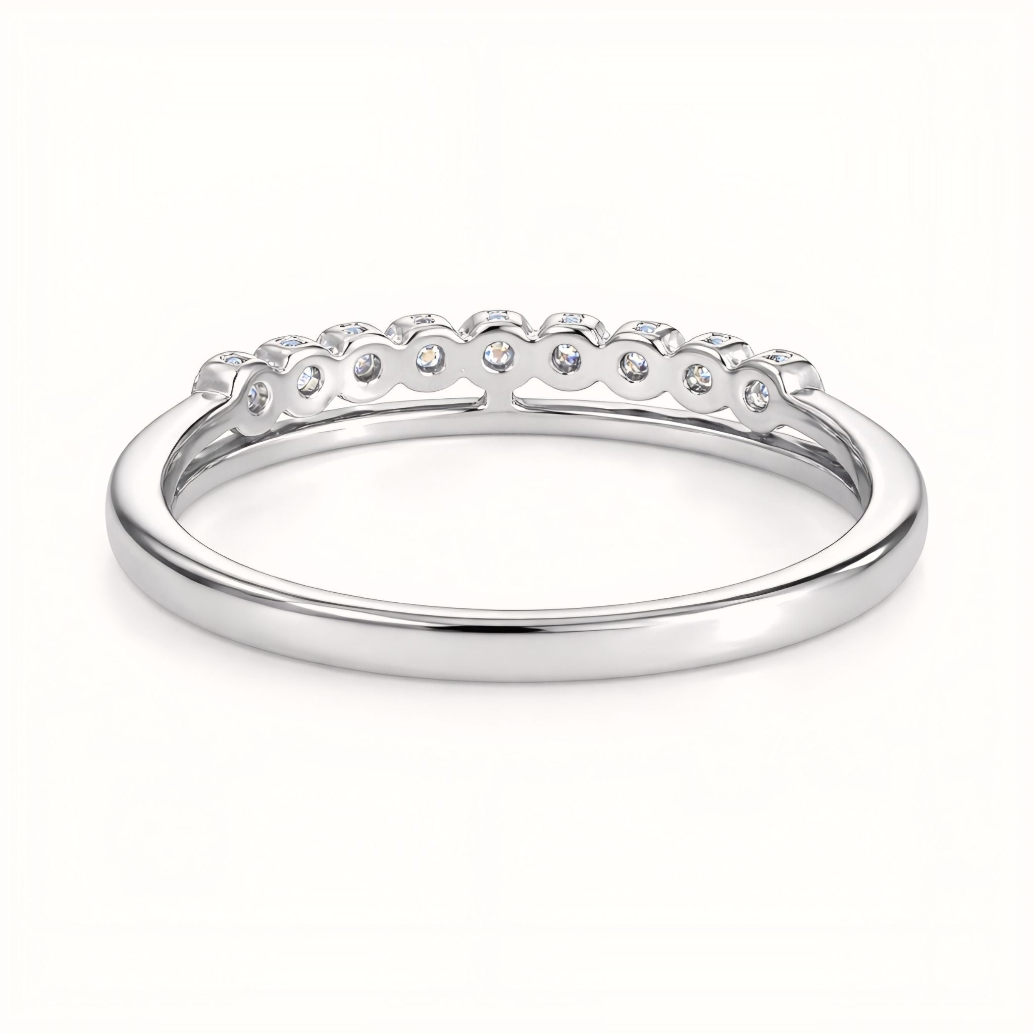 925 Sterling Silver Double-Rail Half Eternity Ring with Bezel-Set Cubic Zirconia