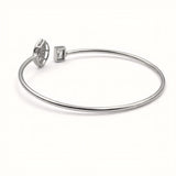 925 Silver Flexible Open Cuff Kada with Evil Eye and Cubic Zirconia