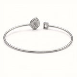 925 Silver Flexible Open Cuff Kada with Evil Eye and Cubic Zirconia