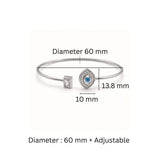 925 Silver Flexible Open Cuff Kada with Evil Eye and Cubic Zirconia