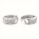 925 Sterling Silver Rectangular Cubic Zirconia Hoop Earrings