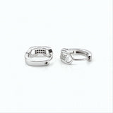 925 Sterling Silver Rectangular Cubic Zirconia Hoop Earrings