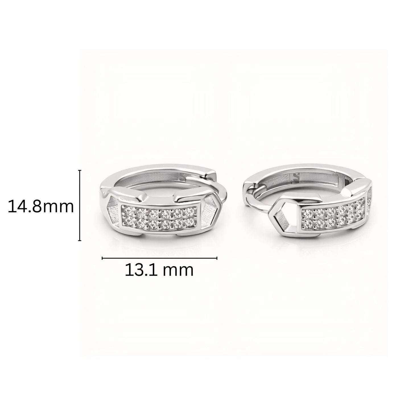 925 Sterling Silver Rectangular Cubic Zirconia Hoop Earrings
