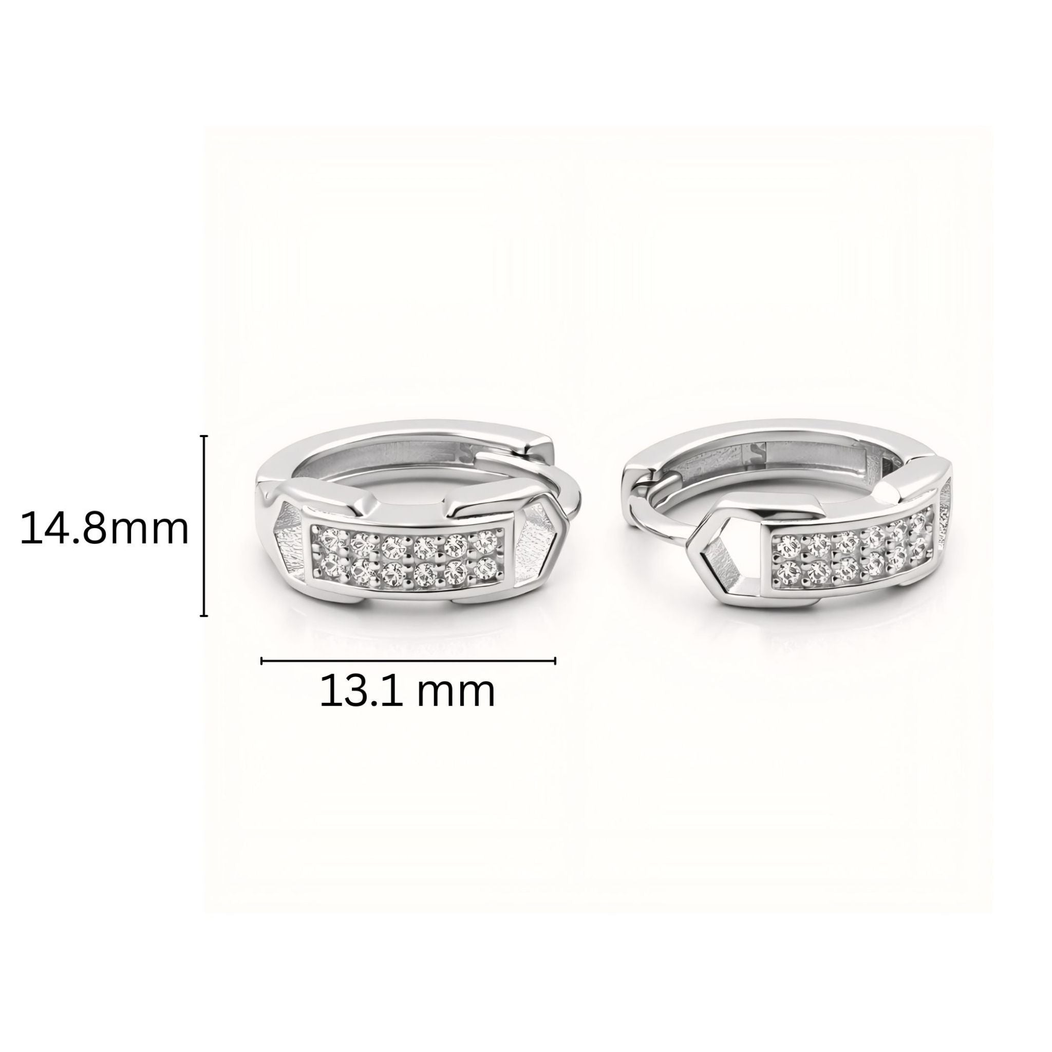 925 Sterling Silver Rectangular Cubic Zirconia Hoop Earrings