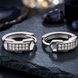 925 Sterling Silver Rectangular Cubic Zirconia Hoop Earrings