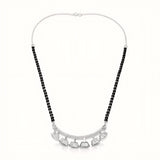 925 Sterling Silver Five Fan Mangalsutra – Cubic Zirconia Black Beaded Necklace