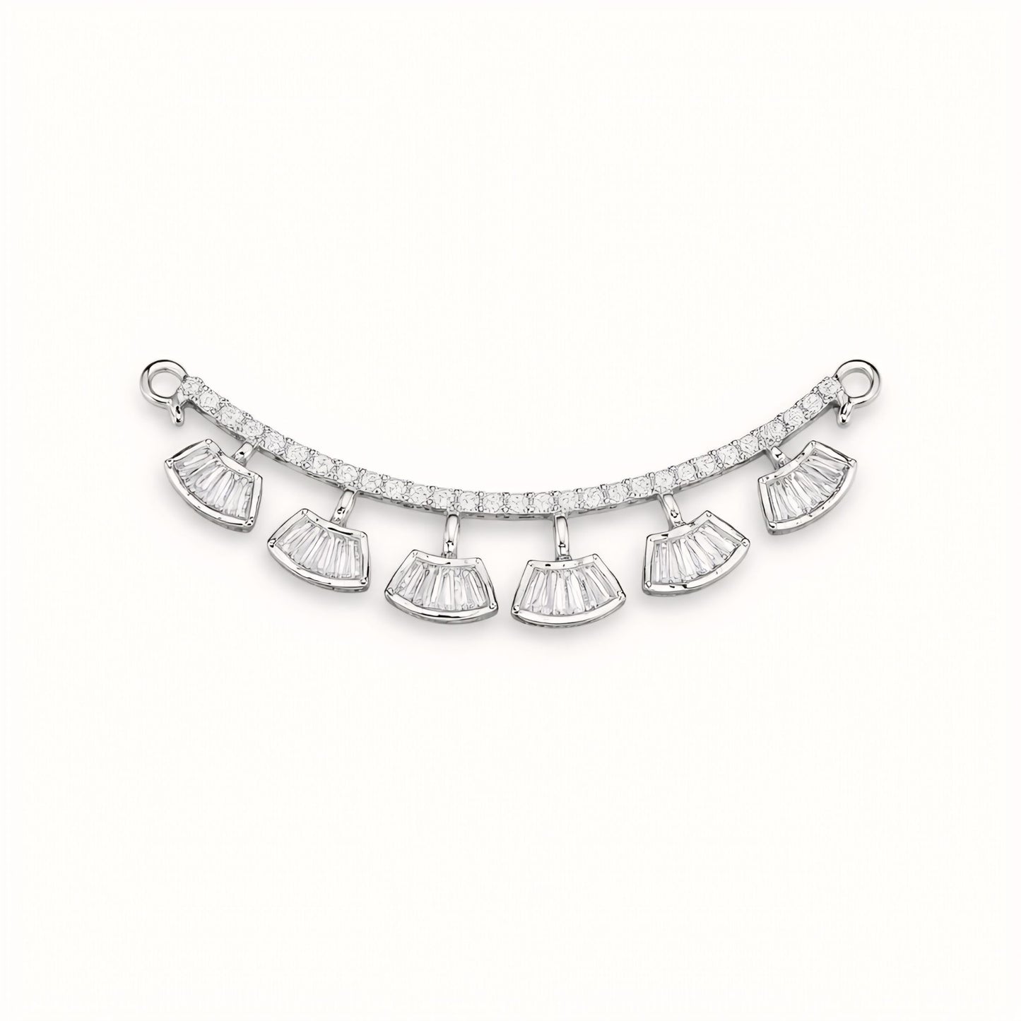 925 Sterling Silver Five Fan Mangalsutra – Cubic Zirconia Black Beaded Necklace