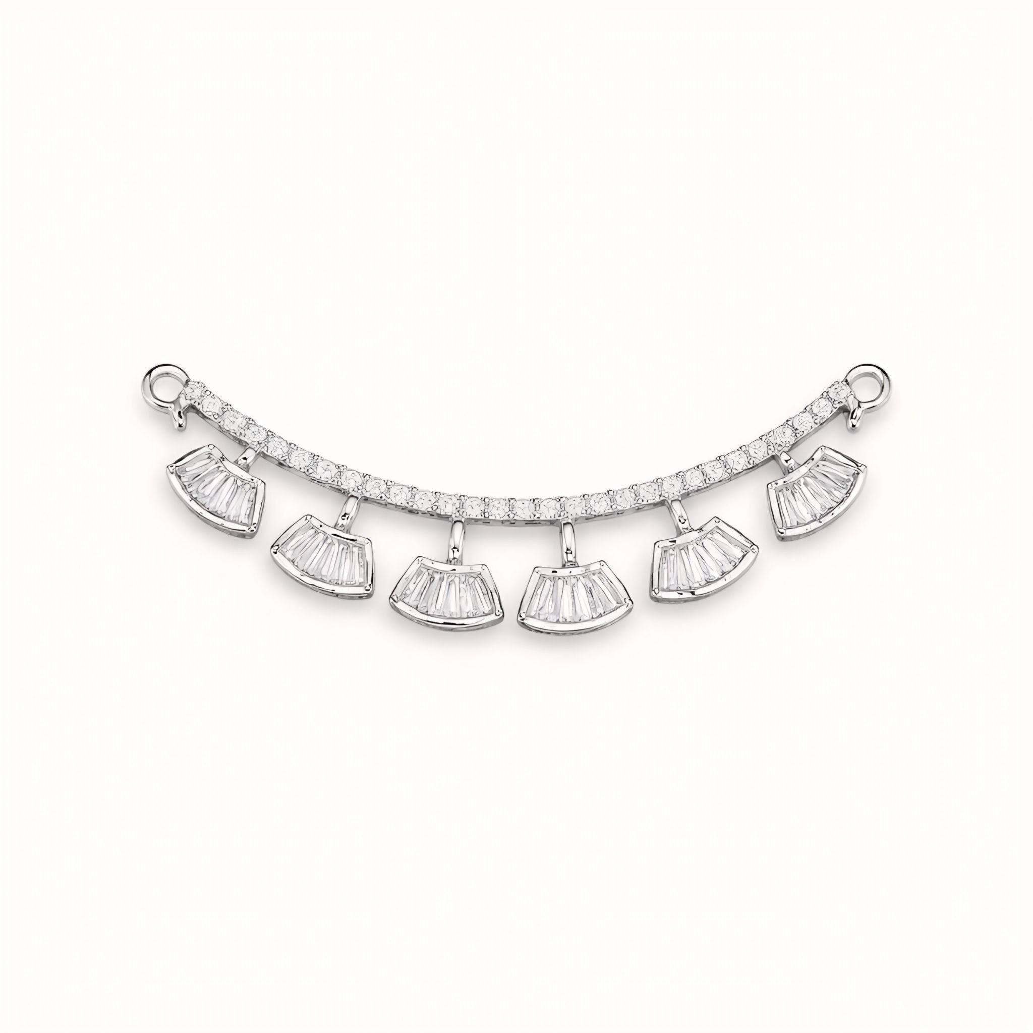 925 Sterling Silver Five Fan Mangalsutra – Cubic Zirconia Black Beaded Necklace
