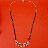 925 Sterling Silver Five Fan Mangalsutra – Cubic Zirconia Black Beaded Necklace