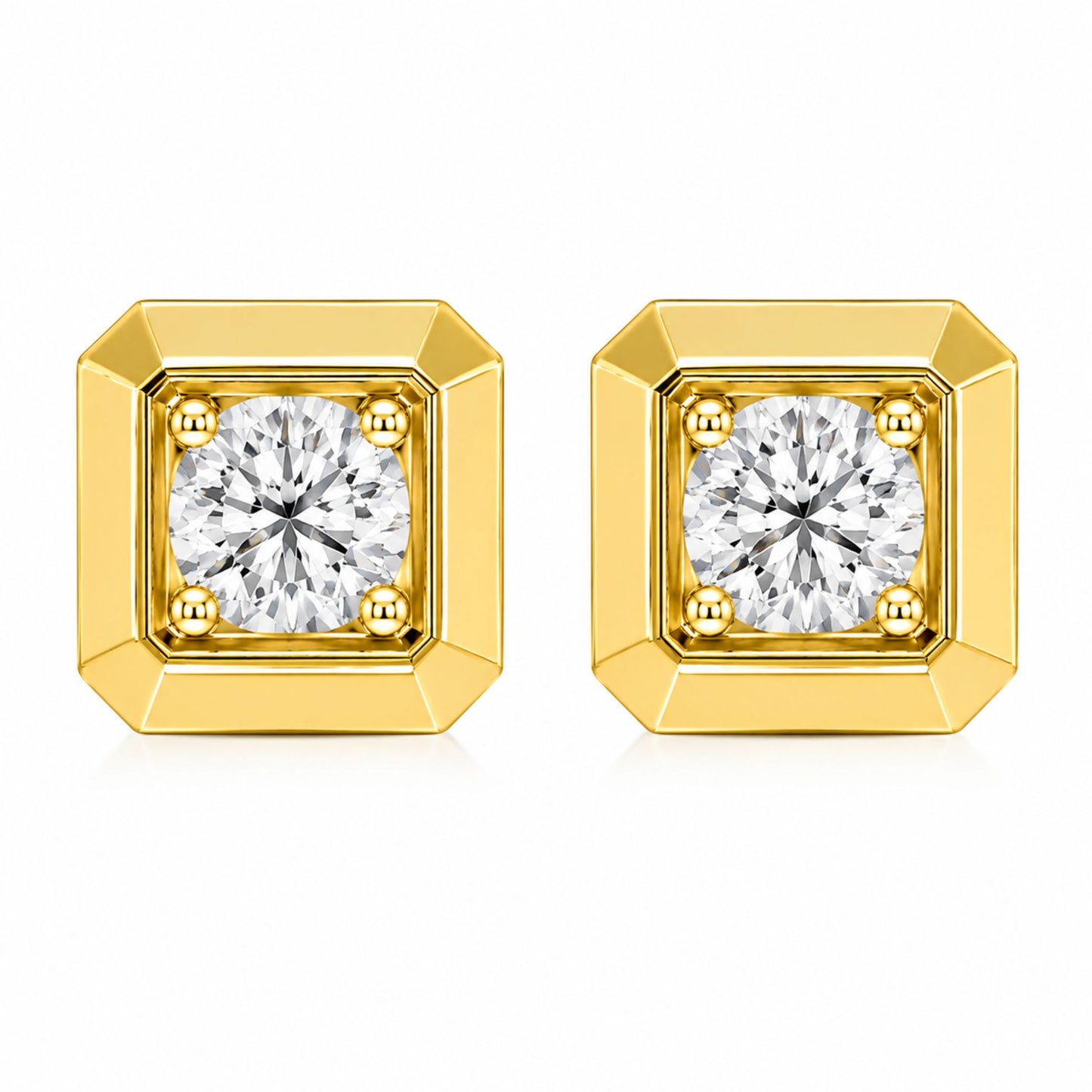 Modern silver studs with brilliant Lab Grown diamonds
